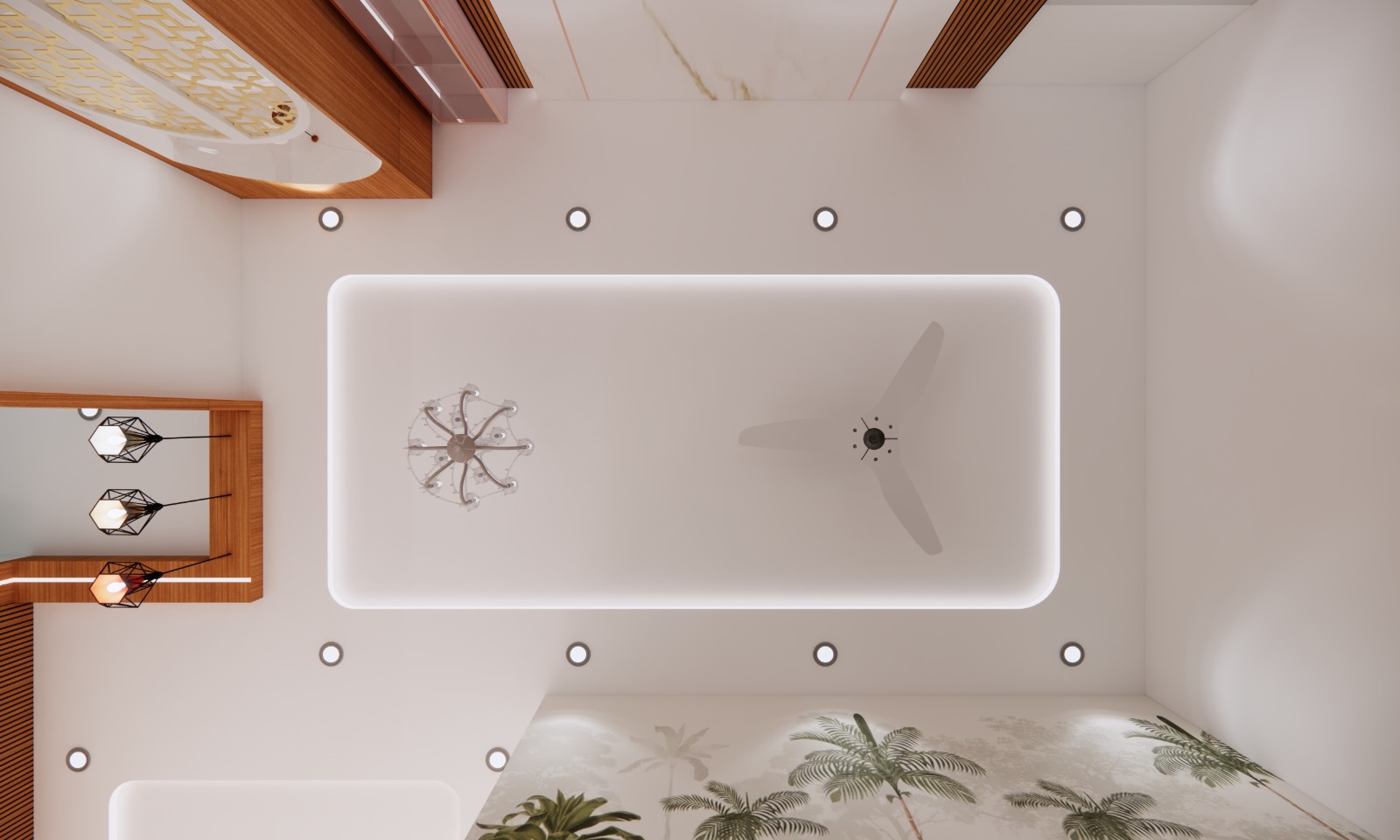 False ceiling design with cove lighting in 2BHK apartment Bangalore