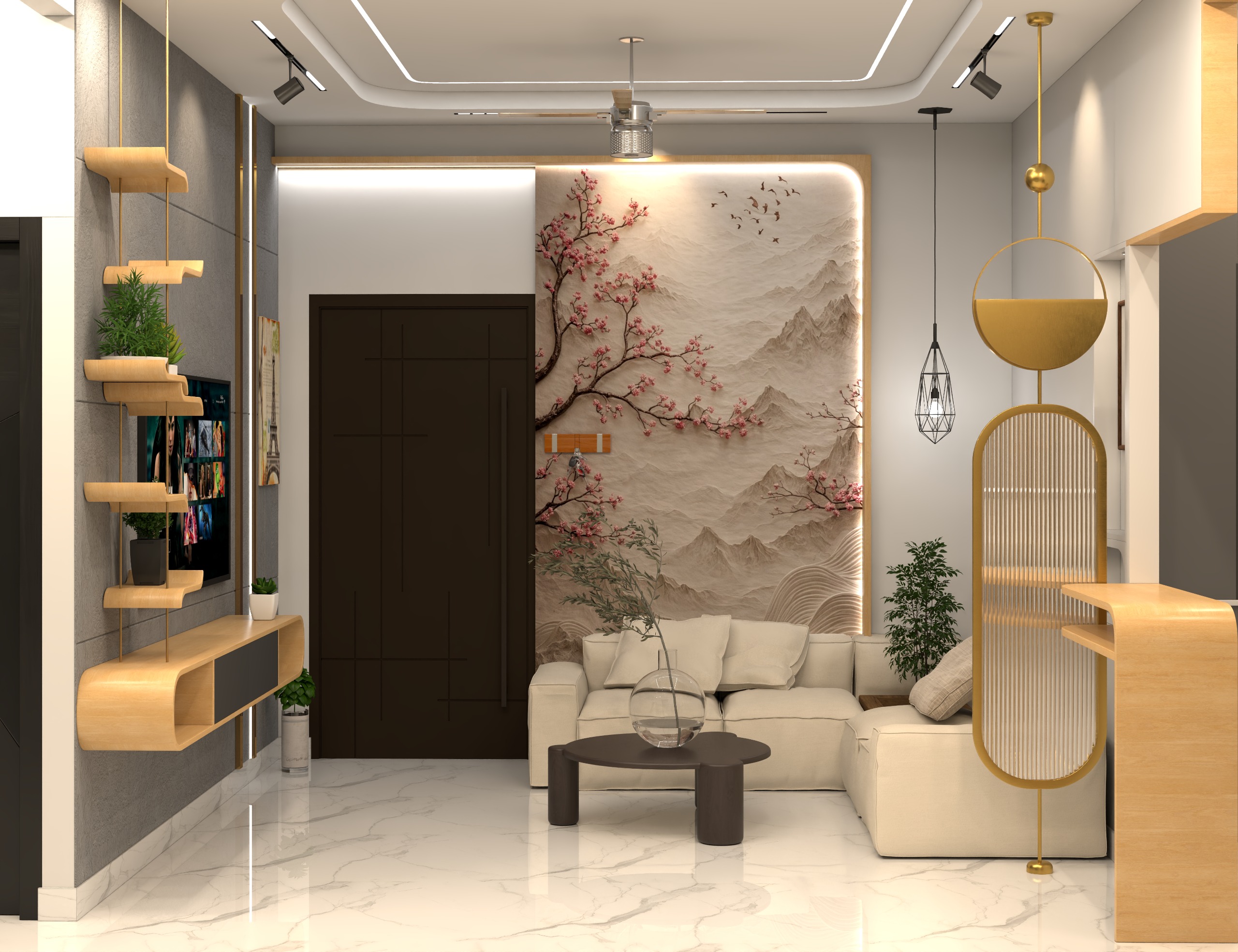 Modern-living-room-featuring-textured-wallpaper-design-in-a-contemporary-interior.