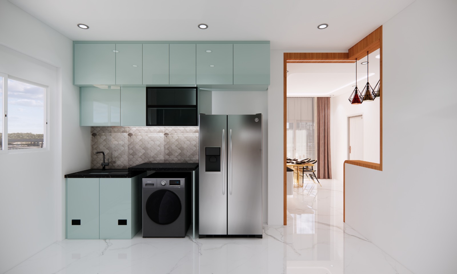 Ocean Breeze modular kitchen design for 2BHK apartment in Bangalore