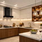 Modern U-shaped modular kitchen design in Bangalore